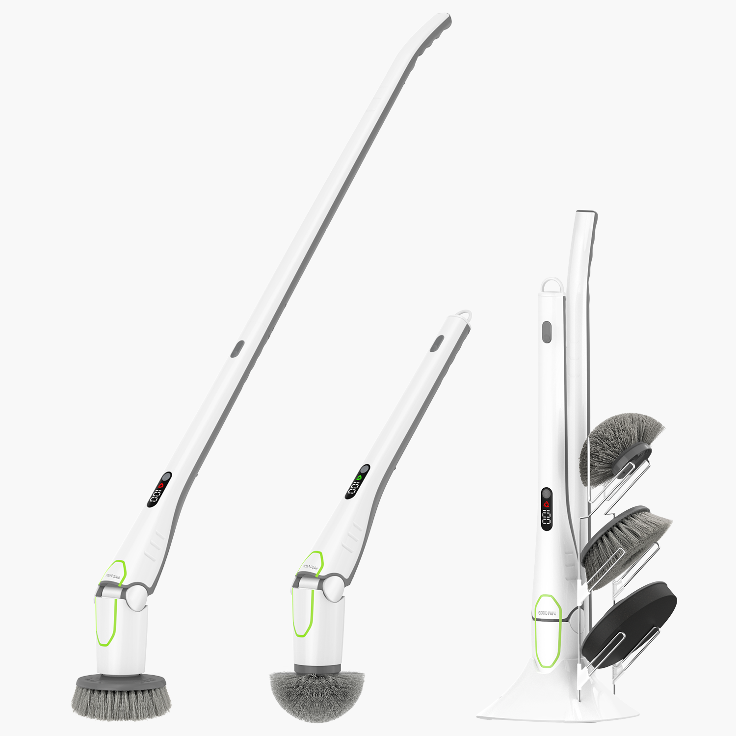 Electric Rotary Scrubber Cleaning Brush Set, Long Handle Shower